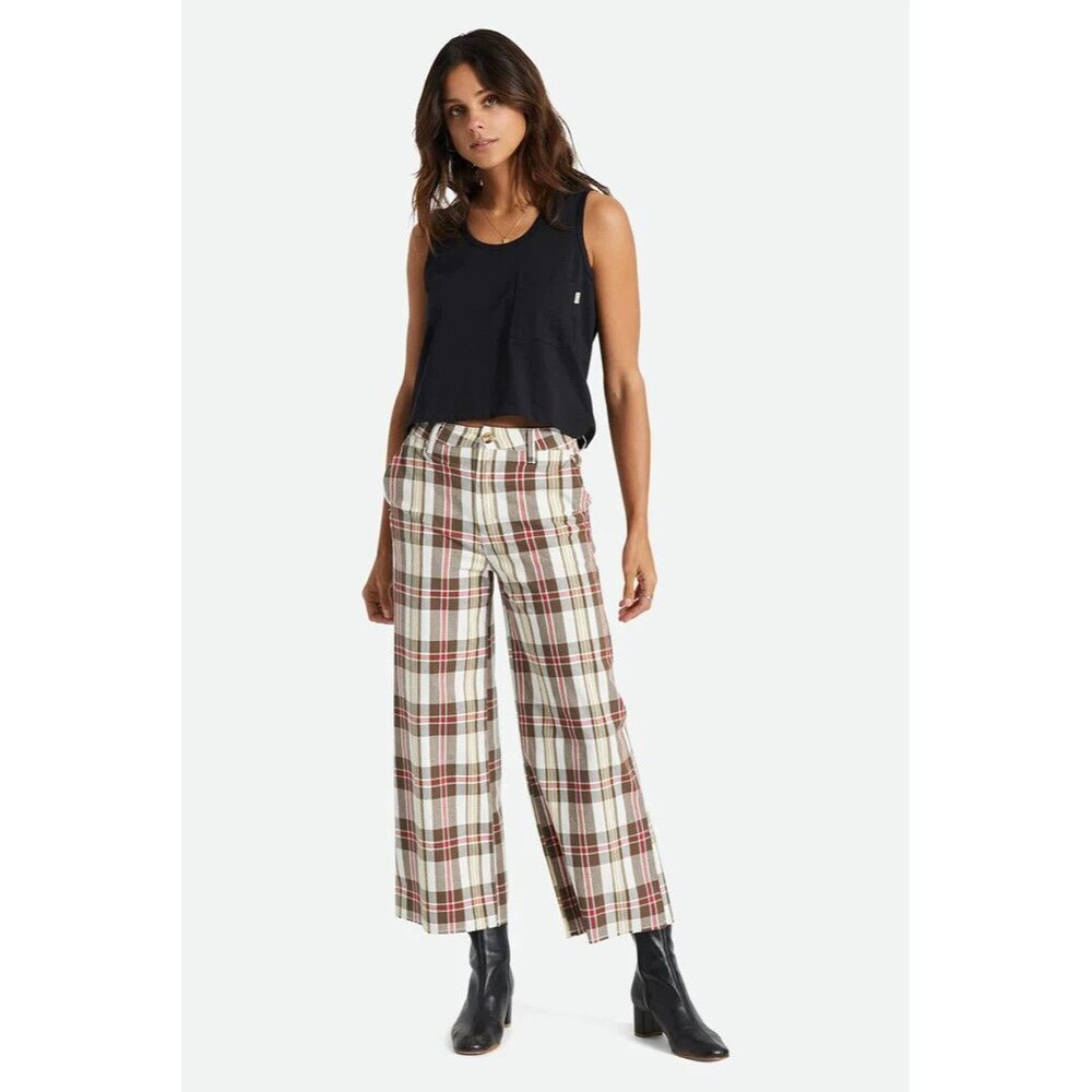 BRIXTON VICTORY RETRO 70'S WIDE LEG HIGH WAIST CROPPED PLAID PANTS - NWT - SZ 29